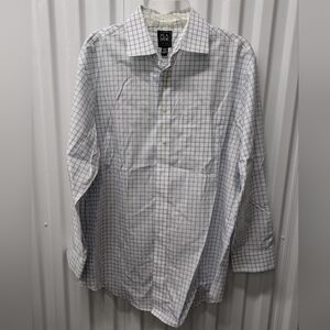 Jos. A. Bank Men's White and Blue Checkered Shirt Size 17-33